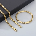 Detalle de collar y pulsera de acero inoxidable dorado con cierre de mosquetón y caja - Pulsera 20cm (8inch) / Oro (Cierre de Hebilla)