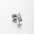 Silver shell stud earring with blue gemstone inlay and titanium steel flat back screw - Shell Blue Gem Style (A139-5#)
