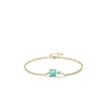 S925 silver beaded bracelet in gold finish with square green tourmaline gemstone - 925 Silver / Gold