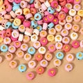 Colorful heart acrylic beads in pink blue and yellow for DIY jewelry making - 4x7mm Colorful With Gold Heart (100pcs)