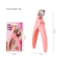 Coupe-ongles rose professionnel pour faux ongles avec emballage et dimensions détaillées - Emballage sur carte / Rose