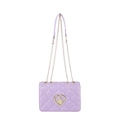 Borsa a tracolla trapuntata viola con catena dorata e fibbia a cuore in rilievo - Viola
