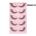 Detail of 5 pairs of 3DMAO-10 cat-eye false eyelashes with black bands on pink tray - 3DMAO-10