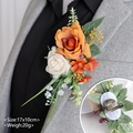Orangefarbene Rosen-Ansteckblume für Hochzeiten mit Clip- und Nadelverschluss - Ansteckblume / Champagner Orange