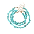 Three-piece turquoise irregular stone necklace set with gold chain and lobster clasp finish - Bracelet / Teal