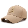 Khaki structured baseball cap featuring high-quality 3D letter A embroidery on the front - Adjustable / Medium Beige