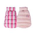 Pink striped and solid candy color reversible padded pet vest for dogs and cats - S / Pink/Plum