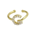 Minimalistischer 18k vergoldeter offener Ring mit Buchstaben G und weißen Perlen - Buchstabe G / Gold