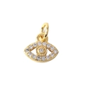 Gold plated evil eye pendant charm with sparkling cubic zirconia micro-pave setting - Mini Eye 07
