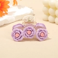 Elegant purple rose hair claw clip with pink center and transparent floral base - Purple