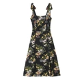 Floral print maxi dress with adjustable tie shoulders and side slit in black - S / Black Floral