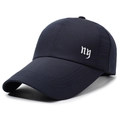 Navy blue breathable baseball cap with white NY embroidery and laser-cut vents - Adjustable / Navy Blue