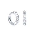 Boucles d'oreilles créoles S925 argent avec zircons marquise et détails géométriques - Argenté