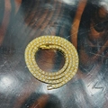 Classic 1-row gold tennis necklace with sparkling white zircons on dark wood background - 4mm 16inch-40cm / Gold