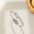 Minimalist silver titanium steel double butterfly bangle with sparkling crystal pave - Silver