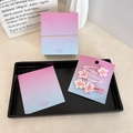 Pink cherry blossom hair clip on a gradient purple paper card displayed on a black tray - 1462E Pink Blue Gradient Card (9*8)