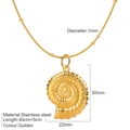 Golden nautilus shell pendant necklace in stainless steel with dimension specifications - Gold-Screw Necklace (G6)
