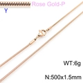 Minimalist rose gold stainless steel round snake chain necklace 500x1.5mm 6g weight - Rose Gold 1.5mm Snake Chain (KN203750-Z)