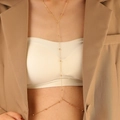 Punk-Stil goldene Körperkette mit kleinen Perlen über einem Bikini für Damen - Goldene Perlen Stil (G-590)