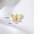 Macro view of gold butterfly pendant with white shell wings and colored cubic zirconia - 14K Gold Colorful Zircon Butterfly (H-11981)