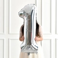 Silver 40-inch number 1 foil balloon for first birthday party and anniversary decor - Silver Style 1