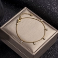 Gold-finish titanium steel bracelet featuring round cubic zirconia in a jewelry gift box - White (BR-23白)