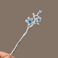 Spilla per capelli in stile antico con fiori di cristallo blu e pendente - Fiore