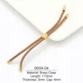 Macro detail of 3mm brown braided cord with 18k gold plated tree leaf slider and copper clasp - Light Coffee
