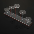 Five-tier clear acrylic tiered display stand with round trays and height dimensions - 5-Round Long Display Stand / Clear