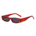 Retro rectangle sunglasses with translucent red frame and dark lenses for a vintage look - Matte Transparent Red Grey