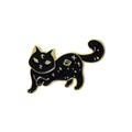 Épingle émaillée chat noir d'Halloween avec motifs dorés de lune et d'étoiles - Chat Étoilé Marchant (XZ4380)