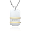 Heren roestvrijstalen militaire tag ketting met gouden strepen en zirkoon op box ketting - Zilver/Goud (Alleen Hanger)
