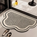 Cloud-shaped absorbent bathroom mat with black and beige weave texture and geometric patterns - Thin Style / 40*60cm / Fengshang - Cloud Shape