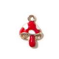 Cartoon red mushroom pendant in gold finish for DIY jewelry and bracelets - Red Gold Plated