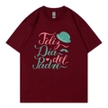 Father's Day burgundy short sleeve crew neck T-shirt with Feliz Dia del Padre print - XS / Tops / Wine Red (317)