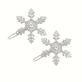 Barrettes à cheveux flocon de neige avec strass argentés, lot de 2 accessoires mode - Set de 2 pièces / Argenté