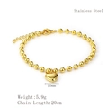 Gold beaded stainless steel heart bracelet with adjustable chain for women - Heart Style (LB1167) / Gold
