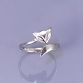 Polished silver 925 fox ring with Love engraving and open band on reflective base - Silver Open Ring