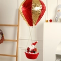 Christmas Santa Claus hanging hot air balloon decoration in red and gold finish - Large