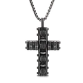 Robuuste zwarte roestvrijstalen kruisketting met mechanisch ontwerp en boxketting - Zwarte Mechanische Component Stijl Hanger (Zonder Ketting)
