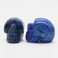 Lapis lazuli skull figurine hand-carved from natural blue stone for Halloween decor - Lapis Lazuli