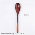 Japanese style long handle Phoebe wood soup spoon with brown string wrap detail - Khaki Wrapped Spoon