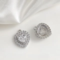 Détail du pendentif cœur serti de zircons en double rangée pour création de bijoux DIY - 2# Argent Entièrement Pavé Grand