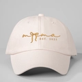 Adjustable cotton baseball cap with mama EST. 2025 embroidery and a cute bow detail - One Size / Beige