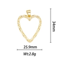 Detail of 18k gold plated heart pendant showing hammered texture and dimensions - Hammered Heart Style (DZ-062)