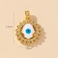 Sunflower evil eye pendant in gold alloy with white enamel and blue eye details - Gold Sunburst Evil Eye Pendant (Z)