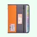 Cartella a soffietto con 13 tasche e doppia cerniera in design bicolore arancione e grigio - Arancione - Etichetta Nome Personalizzata