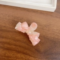 Pink marble texture acetate hair claw clip with elegant bow design for women - 7.6CM / Light Pink
