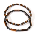 Men's Tiger Eye and Hematite stone bracelet with cylindrical brown beads and metallic hematite - Tiger Eye Hematite Double Bracelet (B-S24082707A)