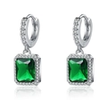 Silver drop earrings featuring emerald-cut green gemstones with zircon micro-paving - Green Diamond [white Gold] Led-112